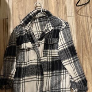 Plaid Black and White Women's coat